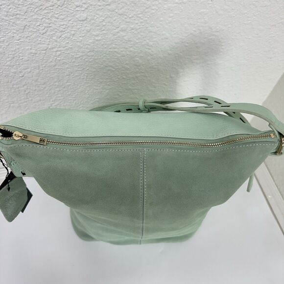 STREET LEVEL Bucket Bag Tote Suede Tassel Shoulder Boho Faux Leather Mint Green - Picture 10 of 16